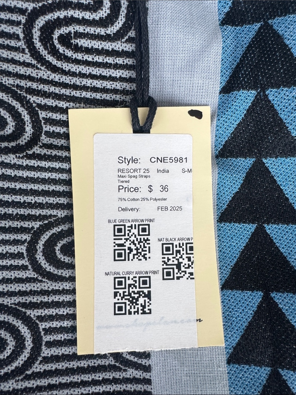 Elan Blue & Green Patterned Tiered Maxi Dress NWT - Picture 3 of 3